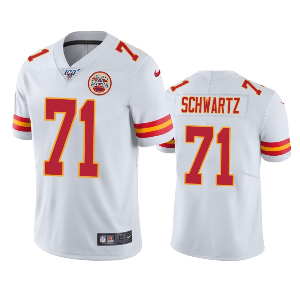 Kansas City Chiefs Mitchell Schwartz White 100th Season Vapor Limited Jersey