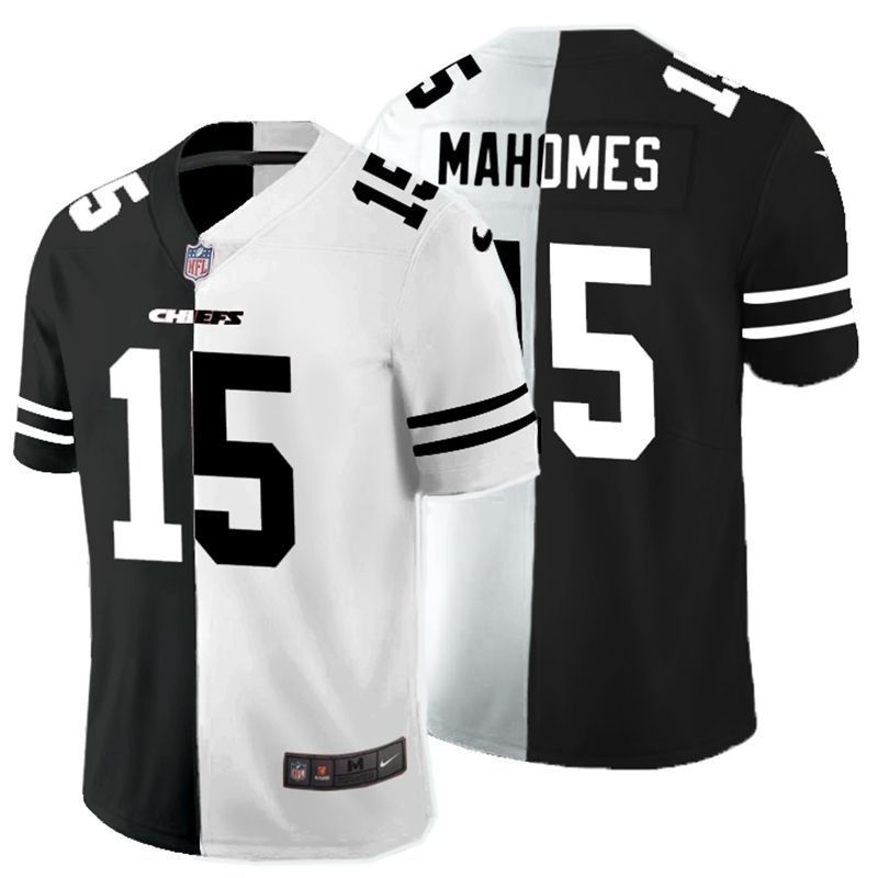 Kansas City Chiefs Patrick Mahomes 15 Nfl 2020 Black Nad White Jersey