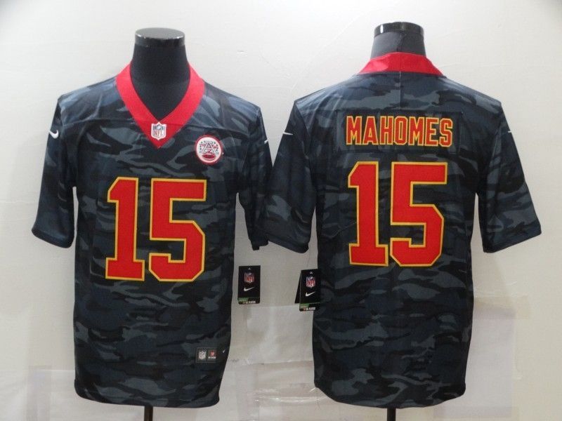 Kansas City Chiefs Patrick Mahomes 15 Nfl 2020 Camo Black Jersey