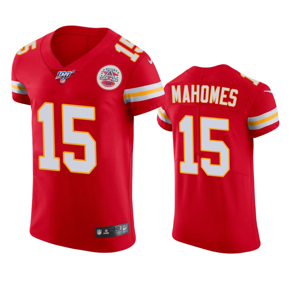 Kansas City Chiefs Patrick Mahomes Red 100th Season Vapor Elite Jersey