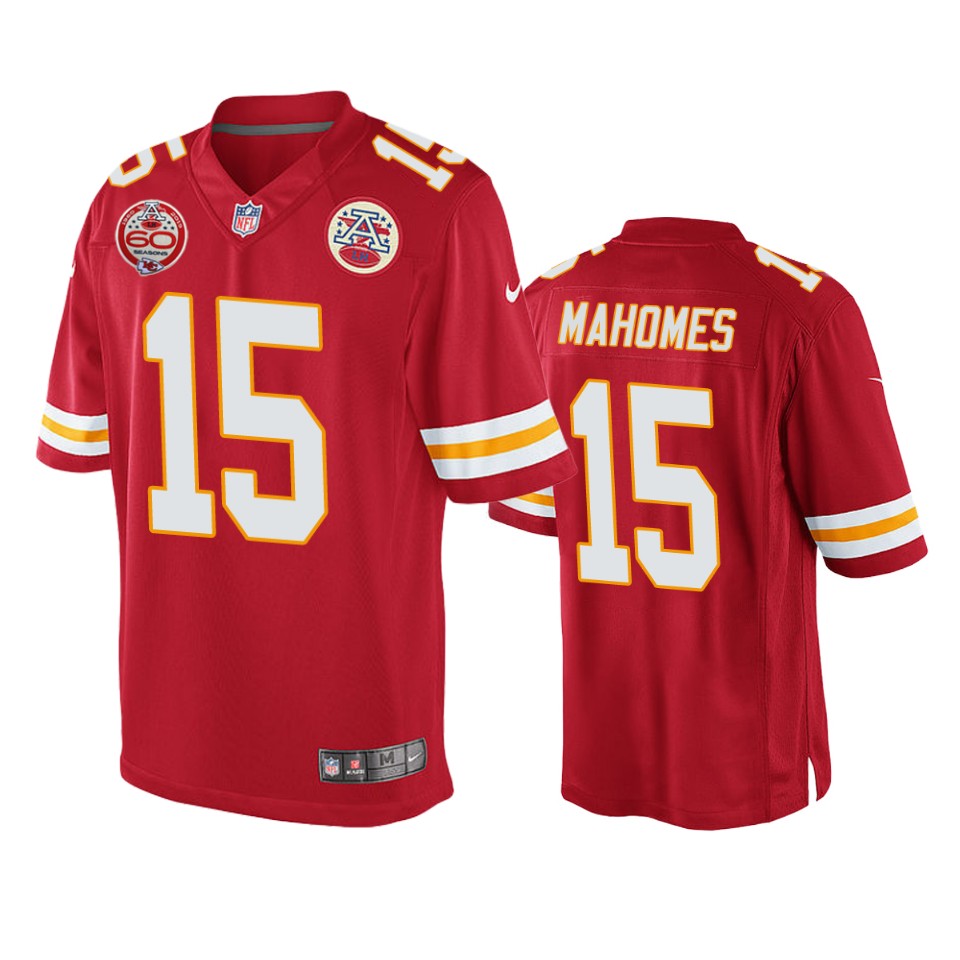 Kansas City Chiefs Patrick Mahomes Red 60th Anniversary Game Jersey