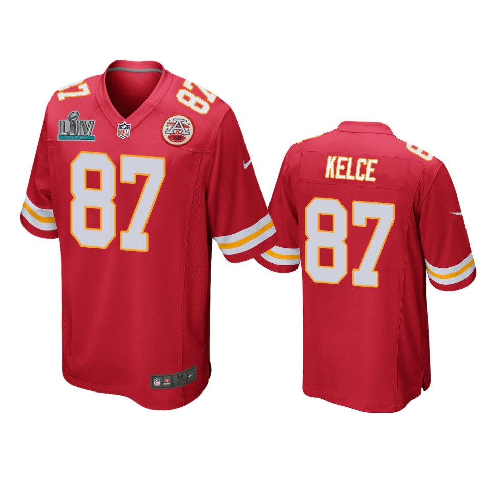 Kansas City Chiefs Travis Kelce Red Super Bowl Liv Game Jersey
