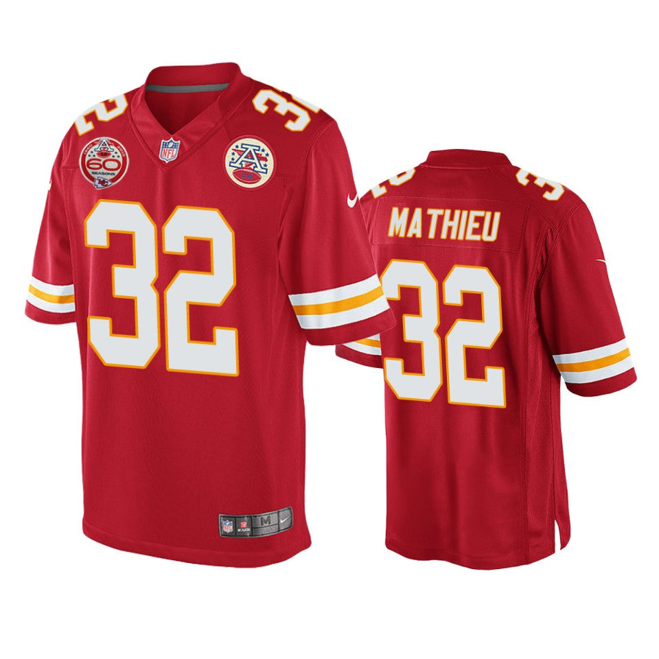 Kansas City Chiefs Tyrann Mathieu Red 60th Anniversary Game Jersey