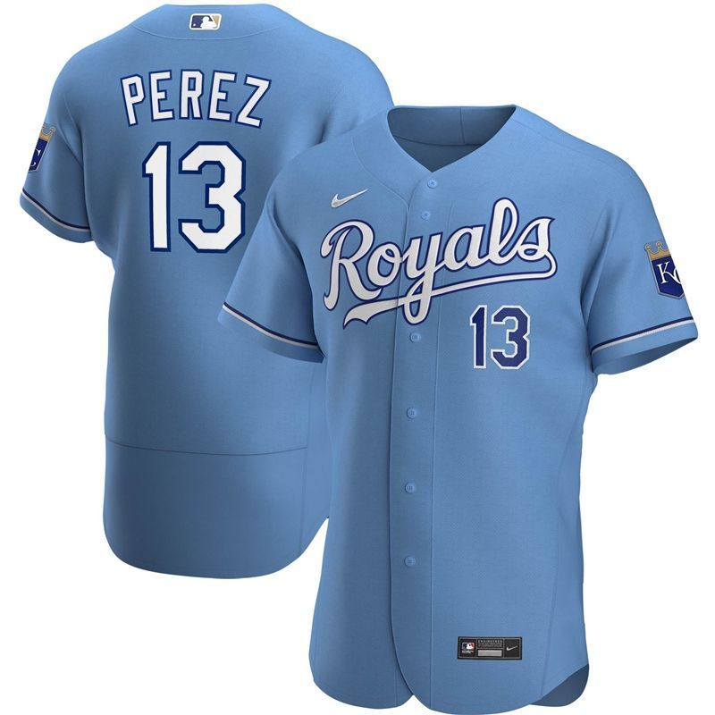 Kansas City Royals Salvador Perez 13 2020 Mlb Sky Blue Jersey