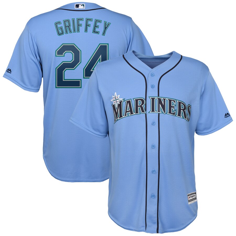 Ken Griffey Jr Seattle Mariners Majestic Official Cool Base Player Jersey Light Blue