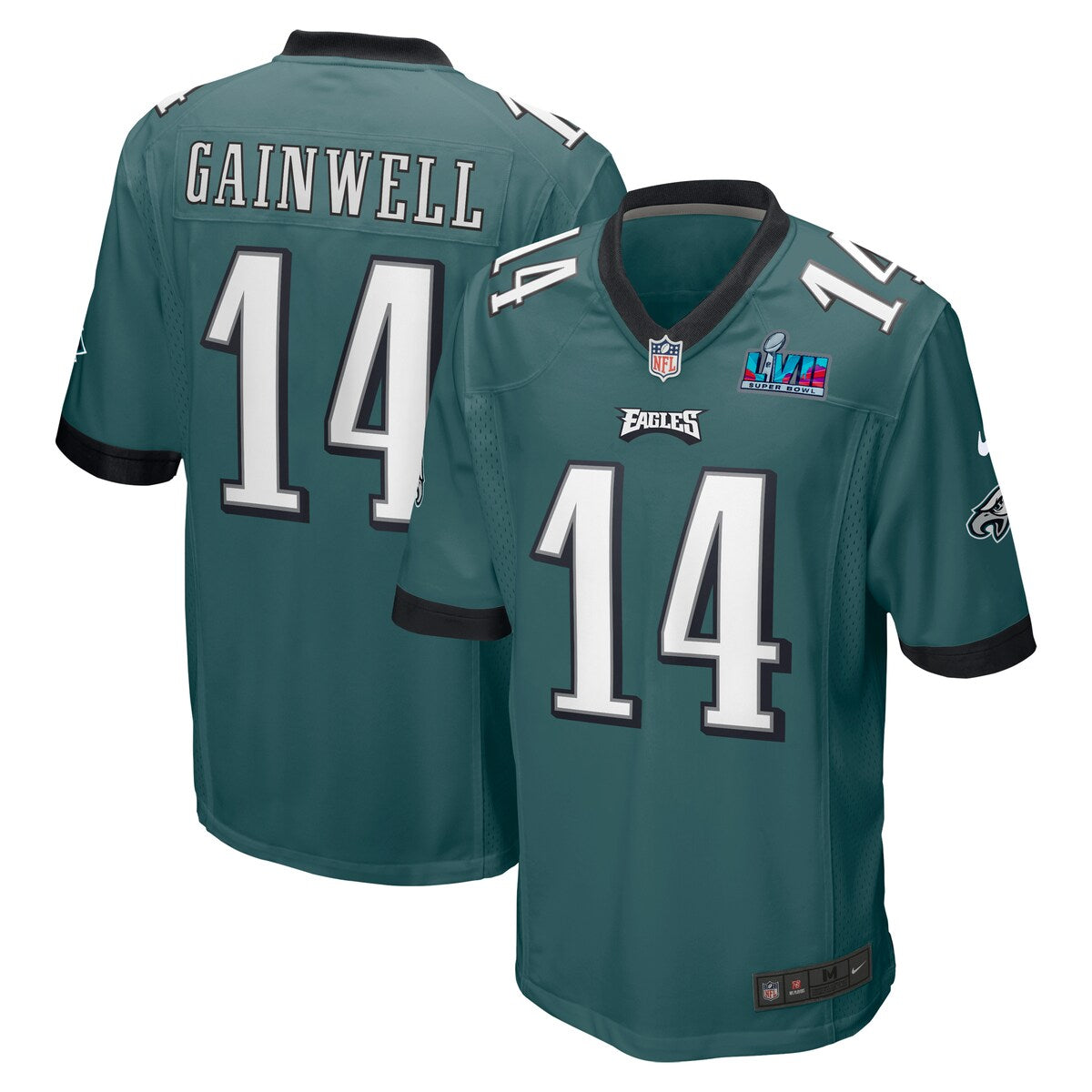Kenneth Gainwell Philadelphia Eagles Nike Super Bowl Lvii Patch Game Jersey Midnight Green