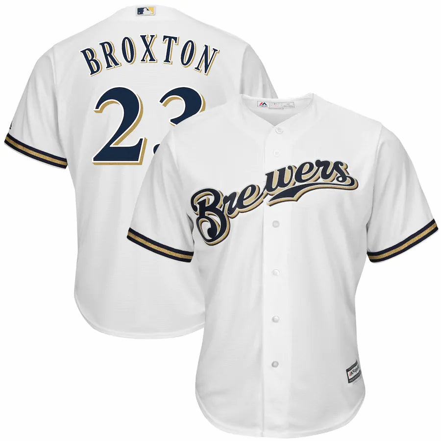 Keon Broxton Milwaukee Brewers Majestic Home Cool Base Replica Player Jersey White