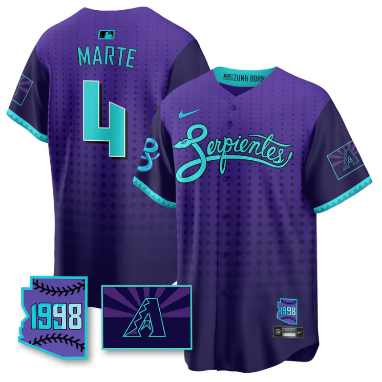 Ketel Marte Jersey #4 Arizona Diamondbacks Serpientes City Connect Stitched Purp