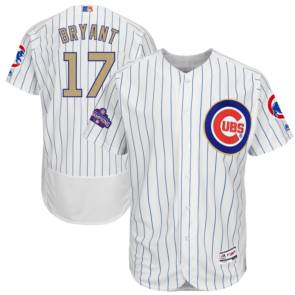 Kris Bryant Chicago Cubs Majestic 2017 Gold Program Flex Base Player Jersey White