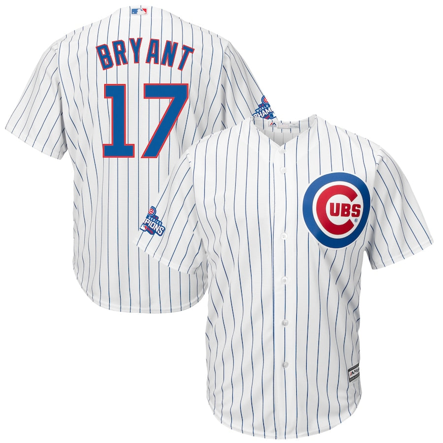 Kris Bryant Chicago Cubs Majestic Home 2016 World Series Champions Team Logo Patch Player Jersey White