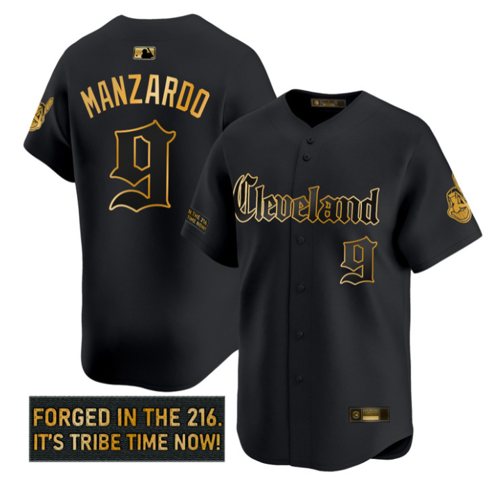 Kyle Manzardo Jersey #9 Cleveland Indians Gothic Iron Edition Stitched
