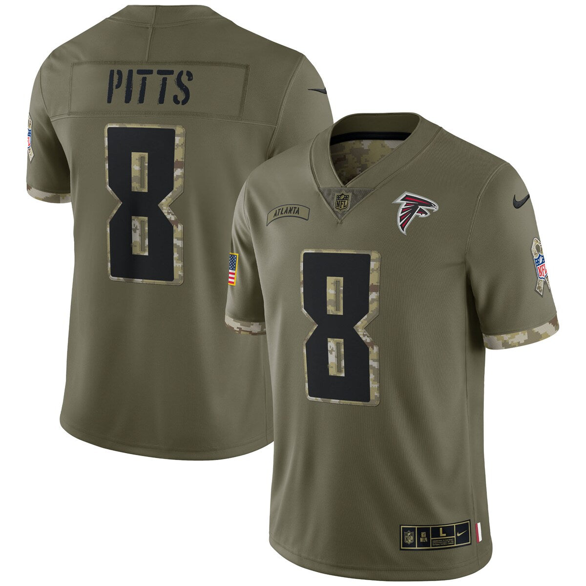 Kyle Pitts Atlanta Falcons Nike 2022 Salute To Service Limited Jersey Olive
