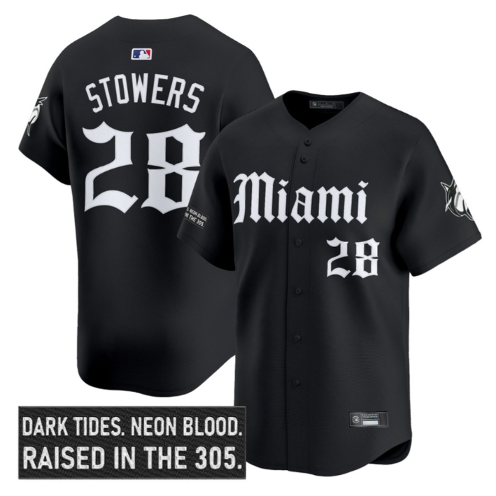 Kyle Stowers Jersey #28 Miami Marlins Gothic Vice Edition Stitched White