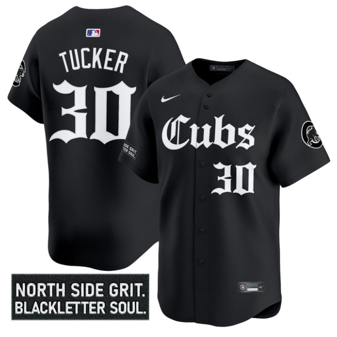 Kyle Tucker Jersey #30 Chicago Cubs Gothic North Side Edition Vapor Limited Stit