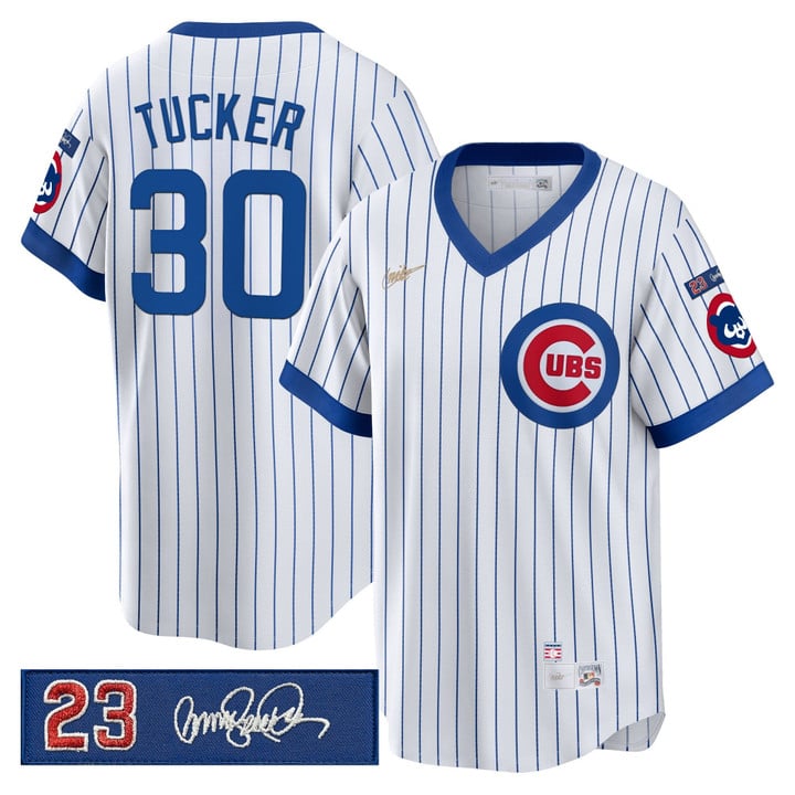 Kyle Tucker Jersey #30 Chicago Cubs Ryne Sandberg Tribute Patch Stitched Stripes