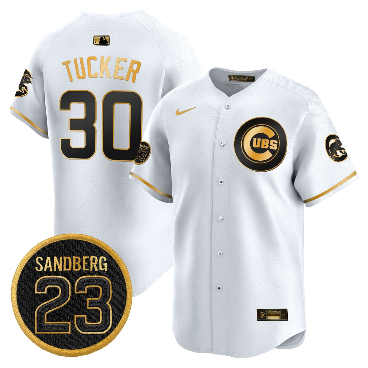 Kyle Tucker Jersey #30 Chicago Cubs Ryne Sandberg Tribute Stitched White Gold