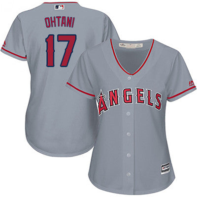 La Angels Of Anaheim 17 Shohei Ohtani Grey Road Womens Stitched Mlb Jersey