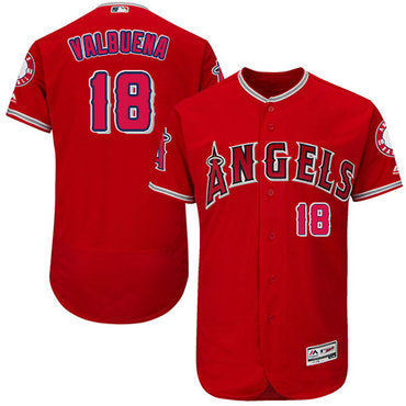 La Angels Of Anaheim 18 Luis Valbuena Red Flexbase Authentic Collection Stitched Baseball Jersey