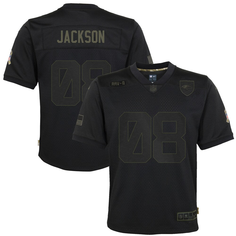 Lamar Jackson Baltimore Ravens Youth 2020 Salute To Service Game Jersey Black