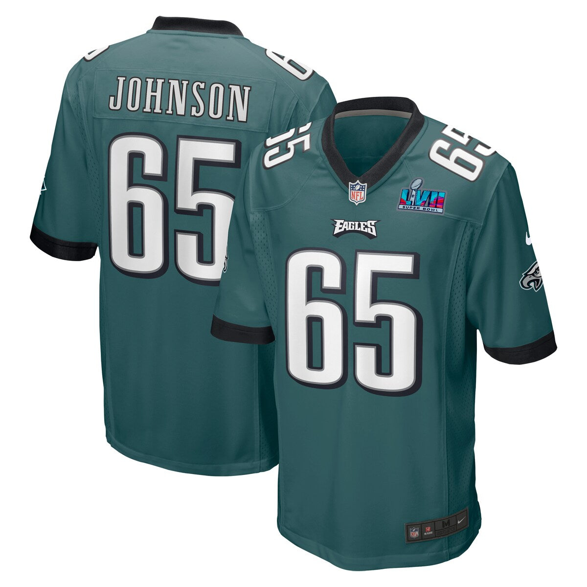 Lane Johnson Philadelphia Eagles Nike Super Bowl Lvii Patch Game Jersey Midnight Green