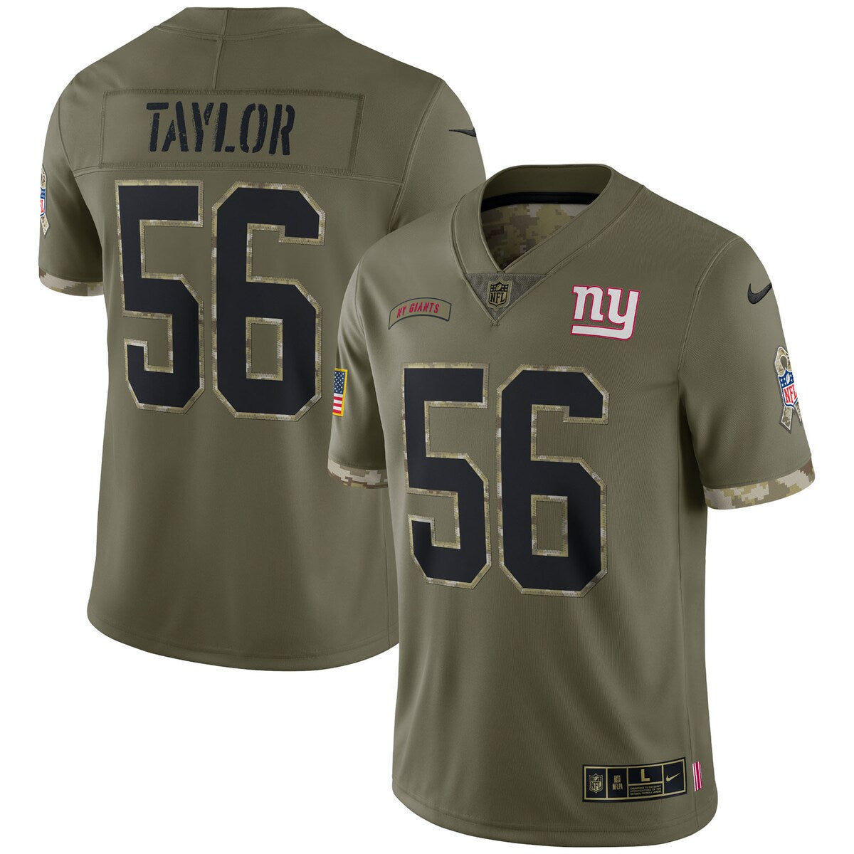 Lawrence Taylor New York Giants 2022 Salute To Service Retired Player Limited Jersey Olive