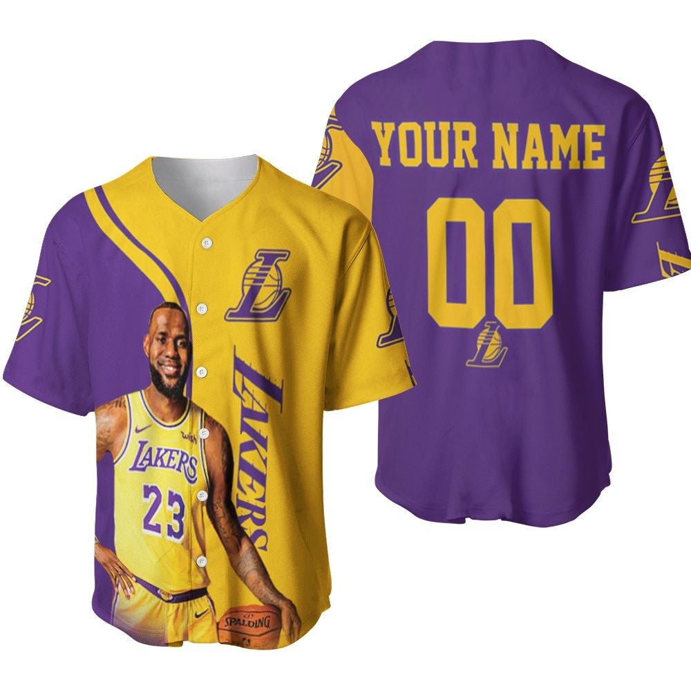Lebron James 23 Los Angeles Lakers Nba Western Conference Personalized Baseball Jersey