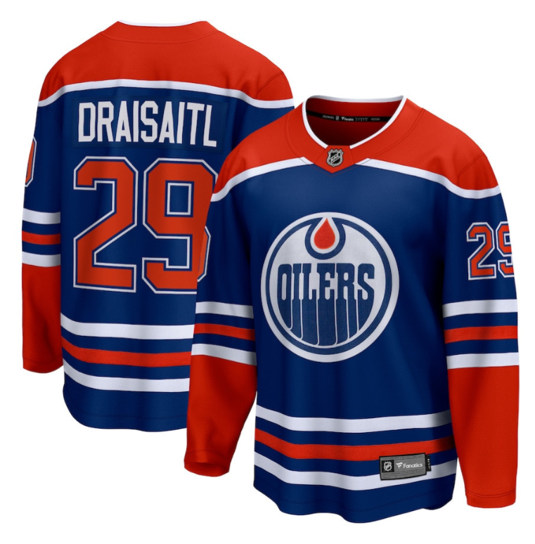 Leon Draisaitl 29 Edmonton Oilers Home Breakaway Jersey Men, Navy (Copy)