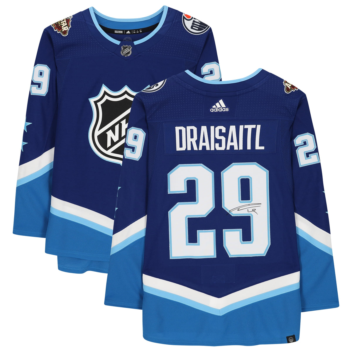 Leon Draisaitl Brandedmonton Oilers Autographed 2022 Nhl All star Game Jersey Blue