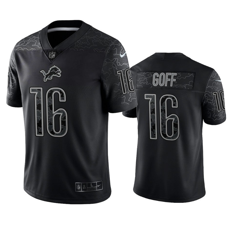 Lions Jared Goff Reflective Limited Black Jersey