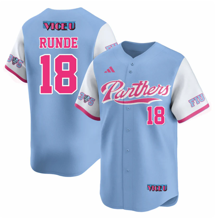 Logan Runde Jersey #18 FIU Baseball 2025 Vice U Stitched Blue