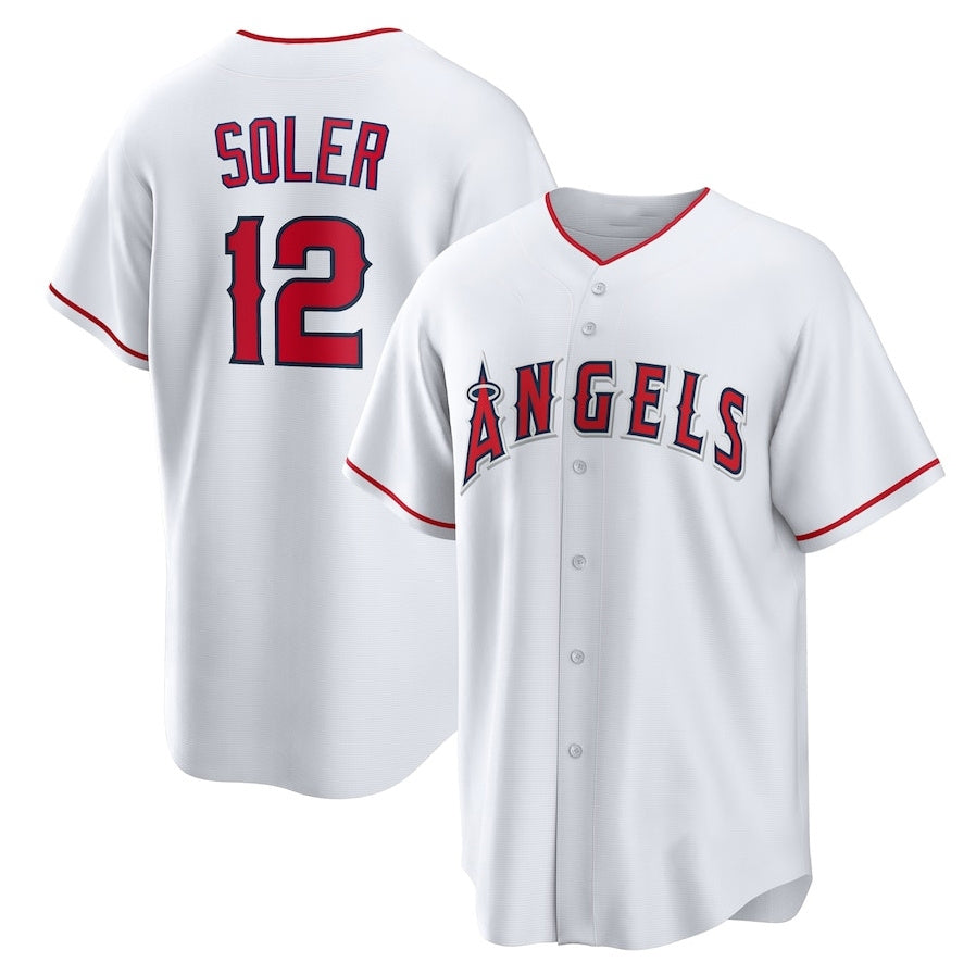 Los Angeles Angels #12 Jorge Soler Home Replica Jersey White Stitched Baseball