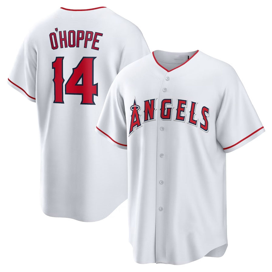 Los Angeles Angels #14 Logan O&'Hoppe Home Replica Jersey White Stitched Baseba