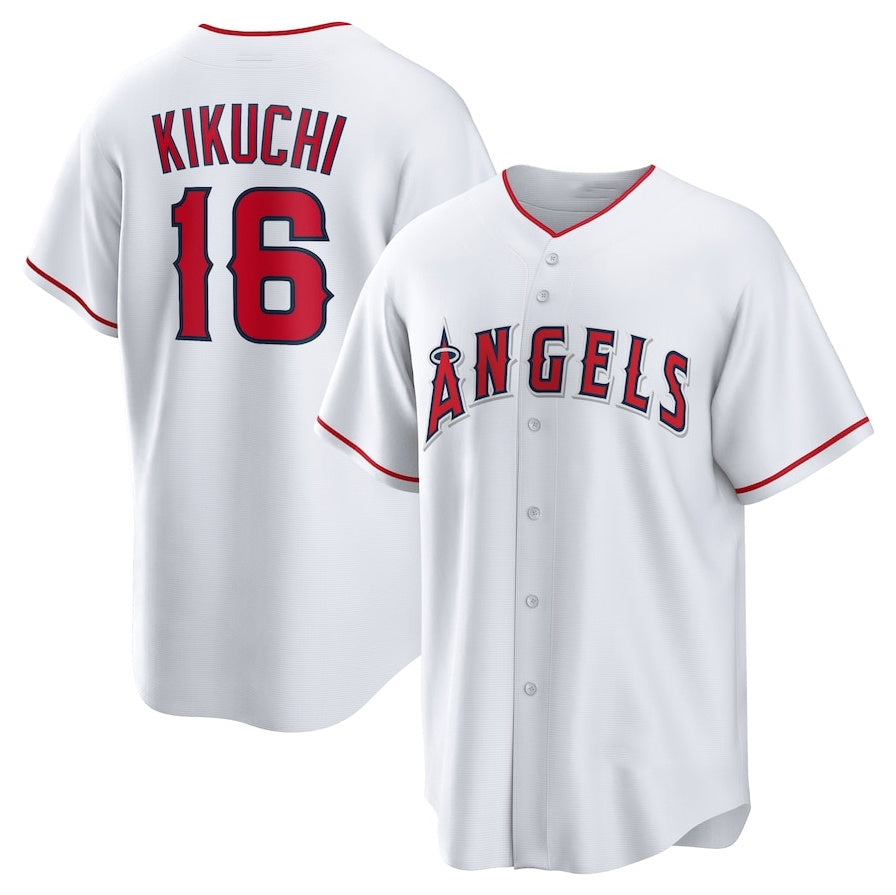Los Angeles Angels #16 Yusei Kikuchi Home Replica Jersey White Stitched Baseba