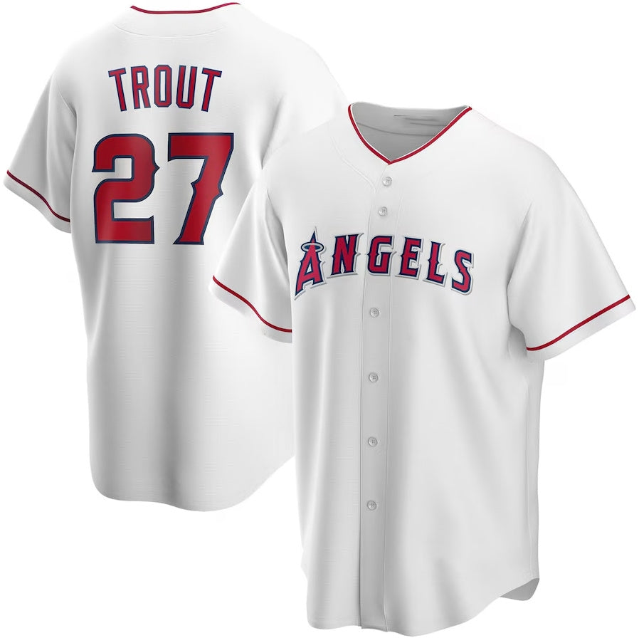 Los Angeles Angels #27 Mike Trout Alternate Replica Player Jersey White Stitch