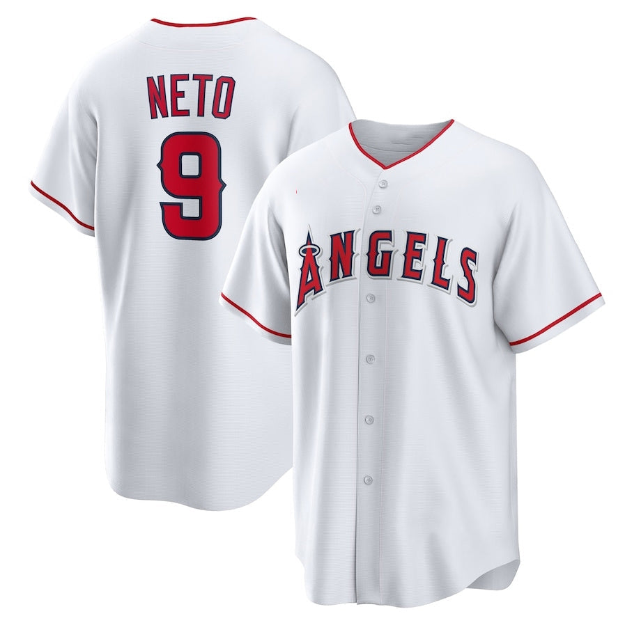 Los Angeles Angels #9 Zach Neto Home Replica Jersey White Stitched Baseball Je
