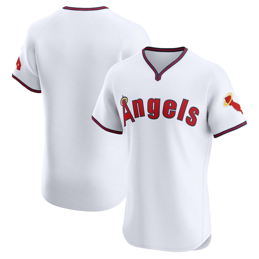 Los Angeles Angels Alternate Vapor Premier Elite Patch Jersey White Stitched B