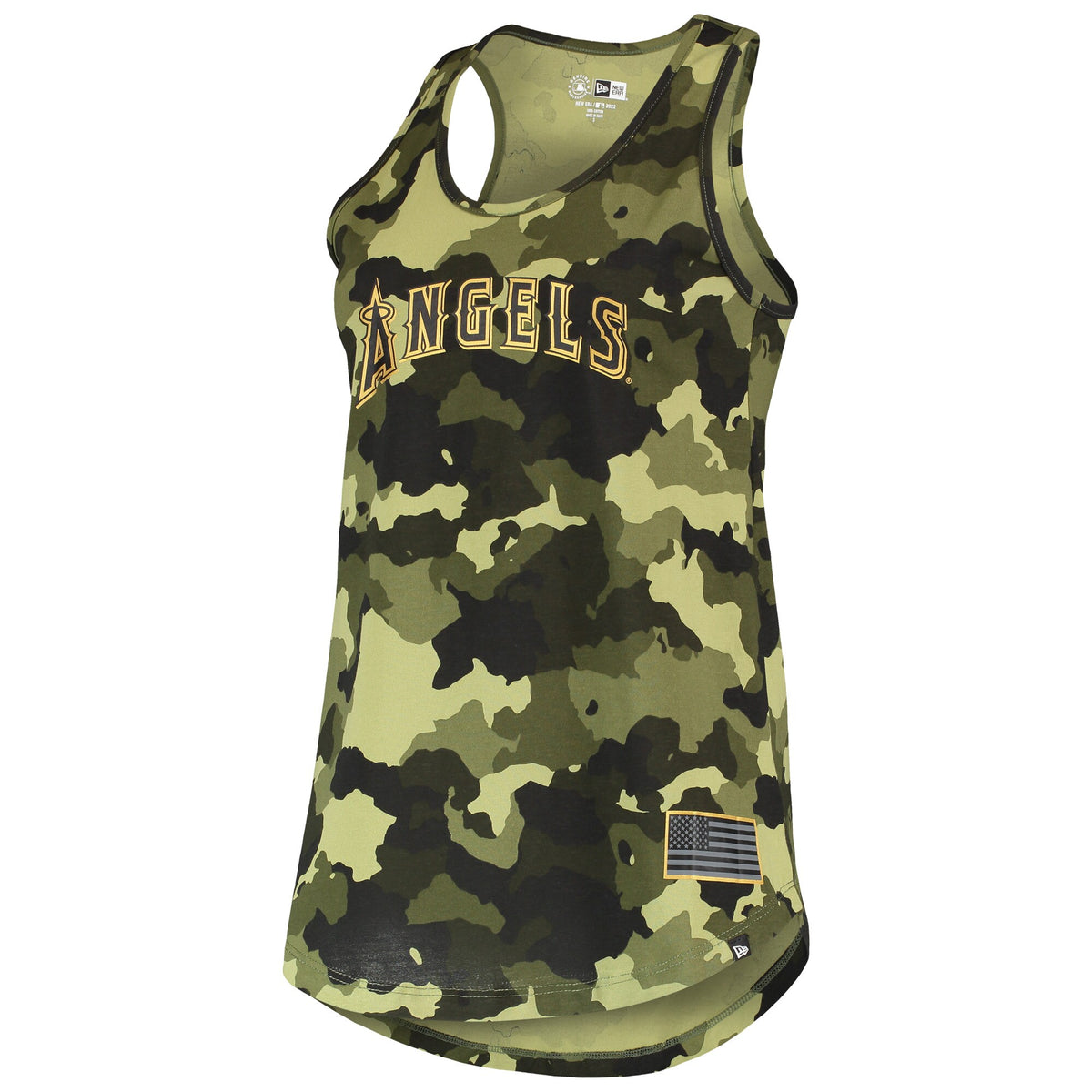 Los Angeles Angels New Era Womens 2022 Mlb Armed Forces Day Camo Racerback Tank Top Green
