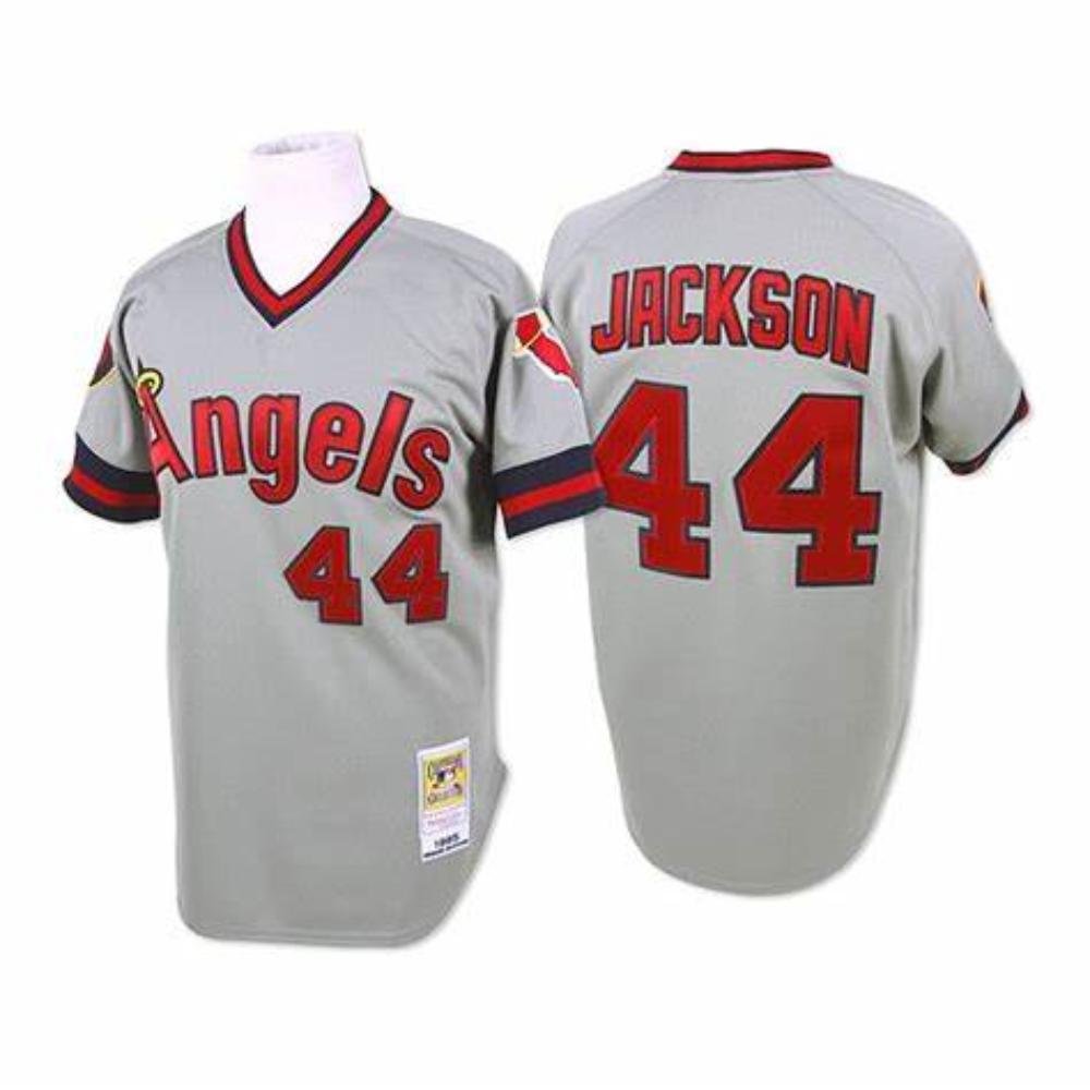Los Angeles Angels Reggie Jackson Gray 1982 1985 Throwback Pullover Jersey