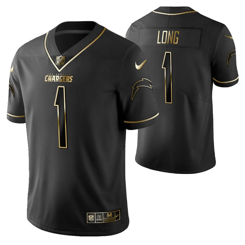 Los Angeles Chargers Ty Long 1 2021 Nfl Golden Brandedition Black Jersey Gift For Chargers Fans
