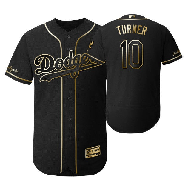 Los Angeles Dodgers 10 Justin Turner Mlb 2019 Golden Brandedition Black Jersey Gift For Dodgers Fans