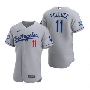 Los Angeles Dodgers 11 Aj Pollock Gray 2020 World Series Champions Road Jersey