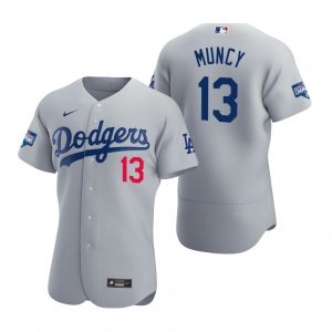 Los Angeles Dodgers 13 Max Muncy Gray 2020 World Series Champions Jersey