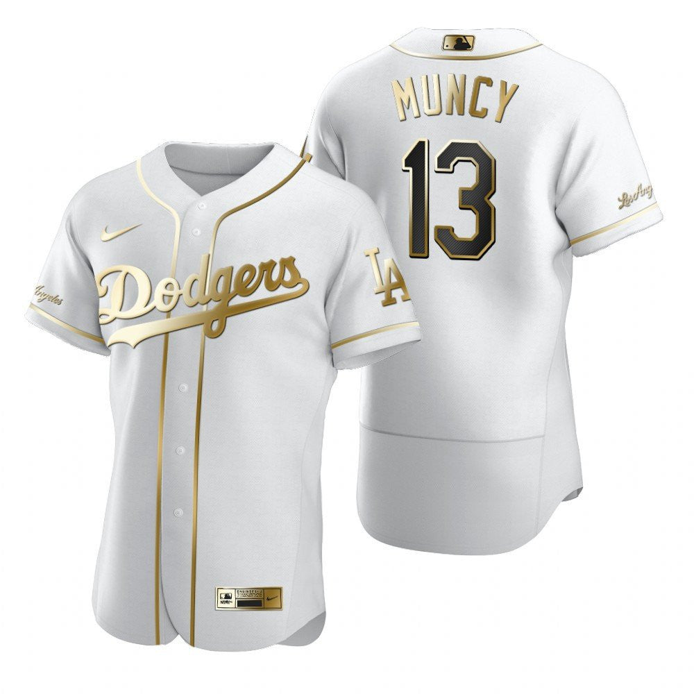 Los Angeles Dodgers 13 Max Muncy Mlb Golden Brandedition White Jersey Gift For Dodgers Fans