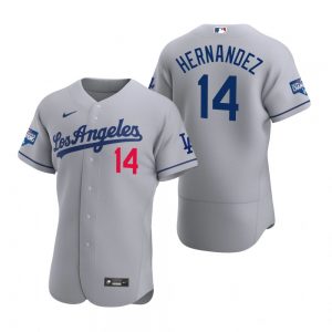 Los Angeles Dodgers 14 Enrique Hernandez Gray 2020 World Series Champions Road Jersey
