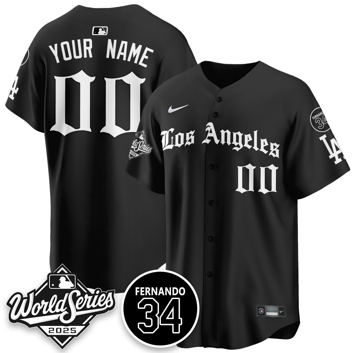 Los Angeles Dodgers 2025 Gothic NL Champions Custom Jersey All Stitched