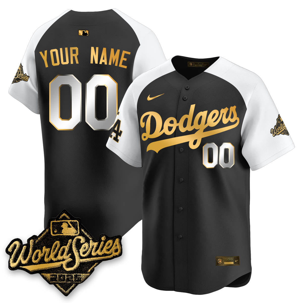 Los Angeles Dodgers 2025 World Series Gold Custom Jersey All Stitched