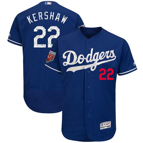 Los Angeles Dodgers 22 Clayton Kershaw Blue 2018 Spring Training Authentic Flex Base Stitched Mlb Jersey