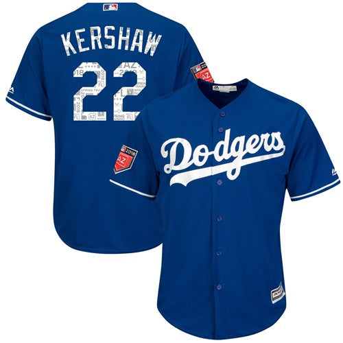 Los Angeles Dodgers 22 Clayton Kershaw Blue 2018 Spring Training Cool Base Stitched Mlb Jersey