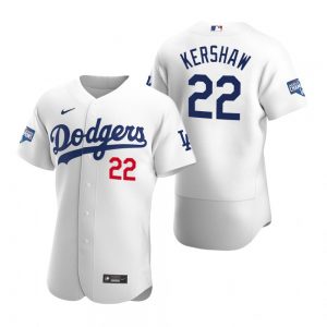 Los Angeles Dodgers 22 Clayton Kershaw White 2020 World Series Champions Jersey