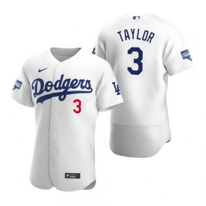 Los Angeles Dodgers 3 Chris Taylor White 2020 World Series Champions Jersey